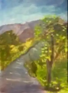 Country road mountain landscape artwork