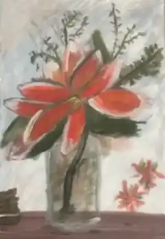 Native Bloom colourful waterfall acrylic painting by Von Casey